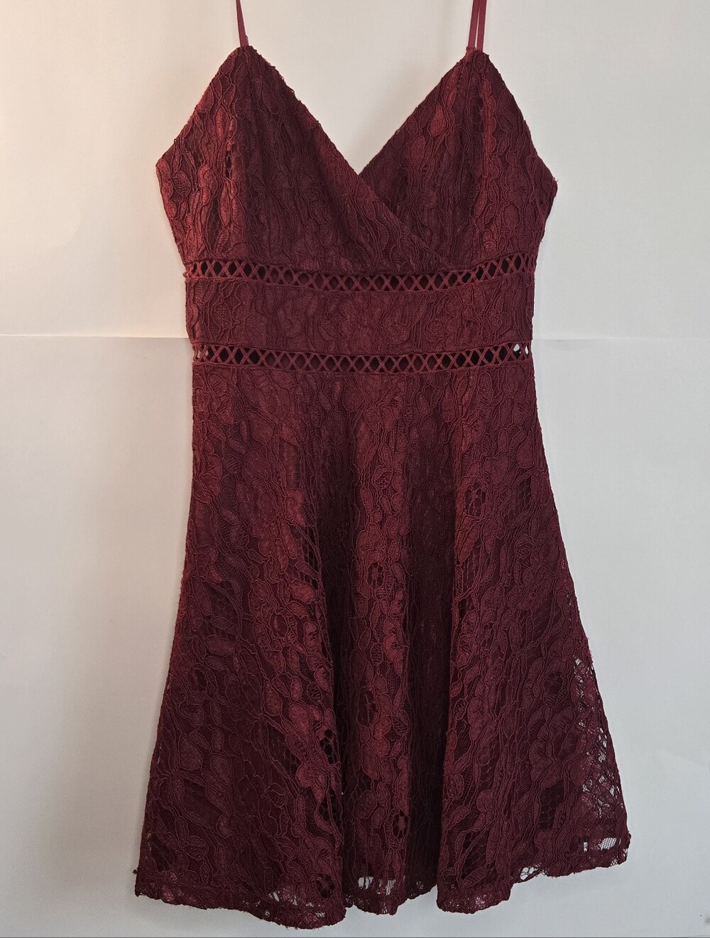 MI AMI Women's Burgundy Romantic Gothic Fit & Flare Mini Dress Sz M